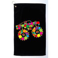 Retro Colorful Polka Dots Monster Truck Happy Dot Day Golf Towel