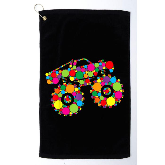 Retro Colorful Polka Dots Monster Truck Happy Dot Day Golf Towel