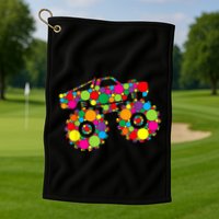 Retro Colorful Polka Dots Monster Truck Happy Dot Day Golf Towel