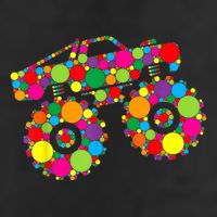 Retro Colorful Polka Dots Monster Truck Happy Dot Day Golf Towel