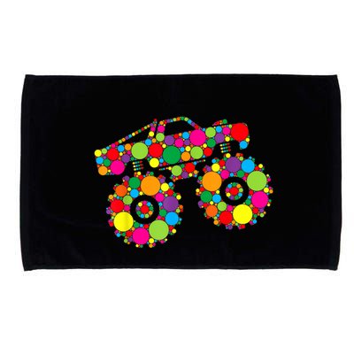 Retro Colorful Polka Dots Monster Truck Happy Dot Day Microfiber Hand Towel