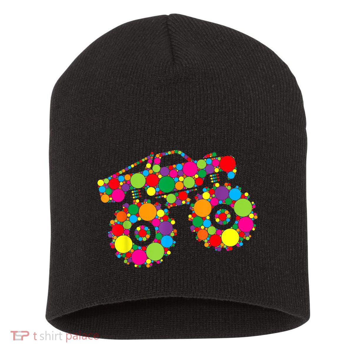 Retro Colorful Polka Dots Monster Truck Happy Dot Day Short Acrylic Beanie