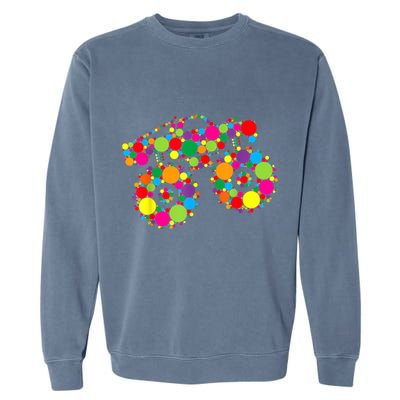 Retro Colorful Polka Dots Monster Truck Happy Dot Day Garment-Dyed Sweatshirt