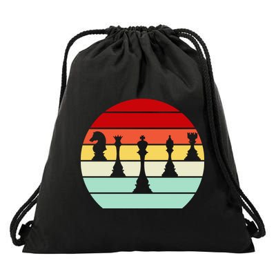 Retro Chess Pieces Drawstring Bag