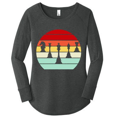 Retro Chess Pieces Women's Perfect Tri Tunic Long Sleeve Shirt
