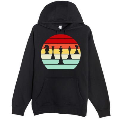Retro Chess Pieces Premium Pullover Hoodie