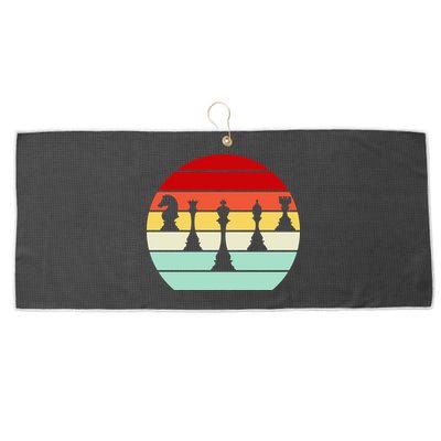 Retro Chess Pieces Large Microfiber Waffle Golf Towel