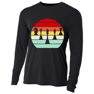 Retro Chess Pieces Cooling Performance Long Sleeve Crew