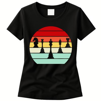 Retro Chess Pieces Womens T-Shirt