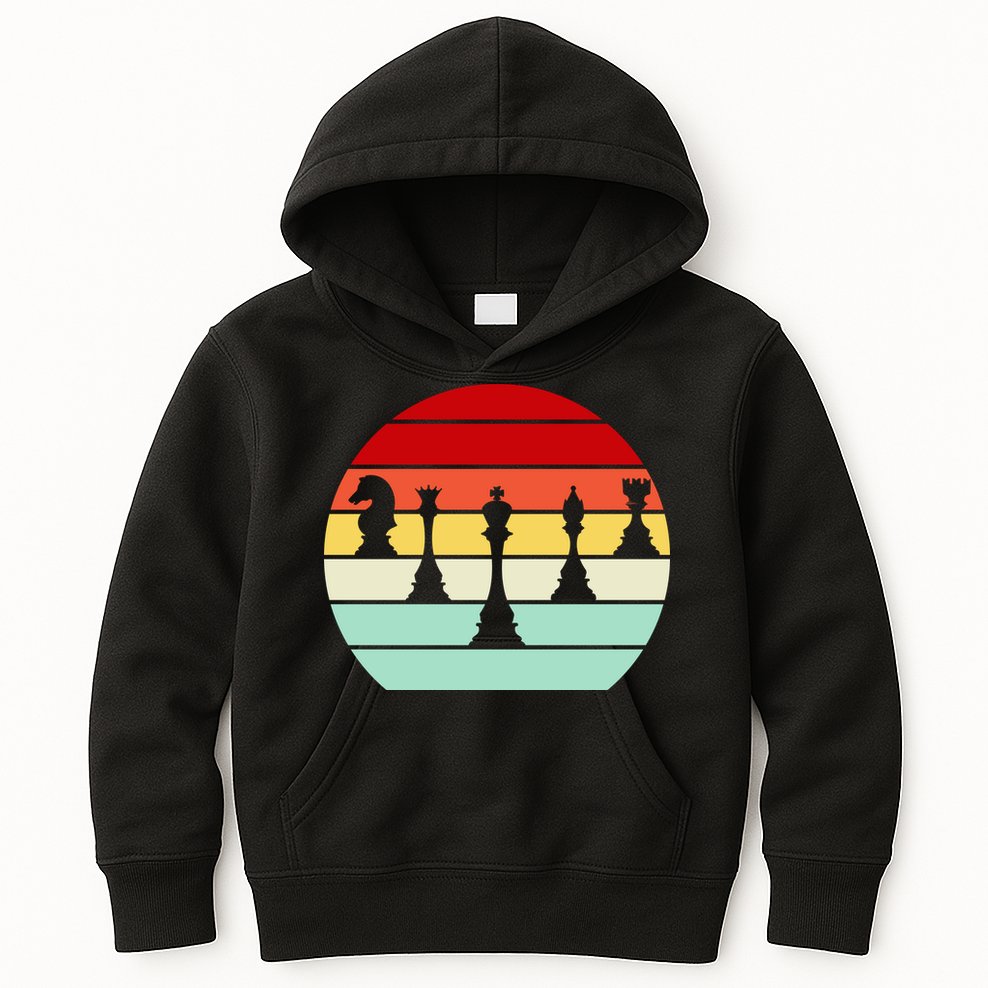 Retro Chess Pieces Kids Hoodie