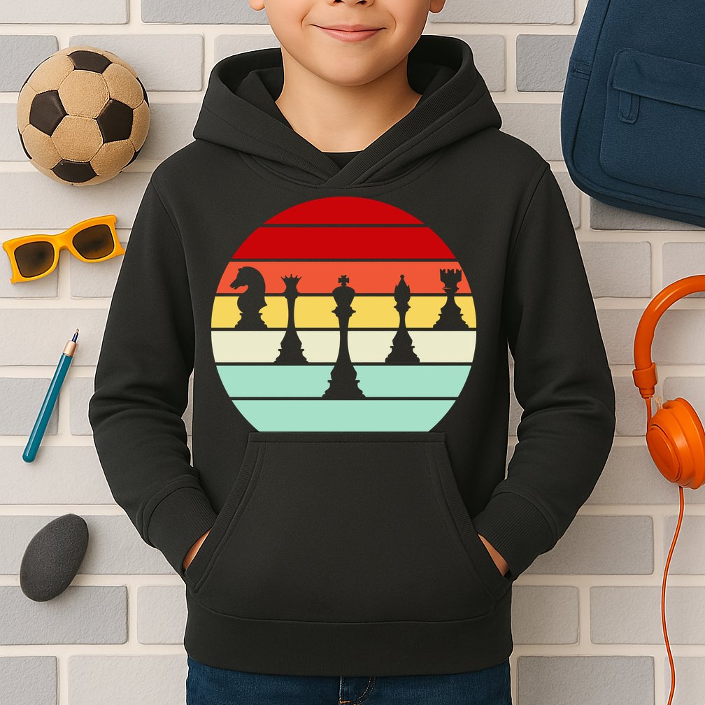 Retro Chess Pieces Kids Hoodie
