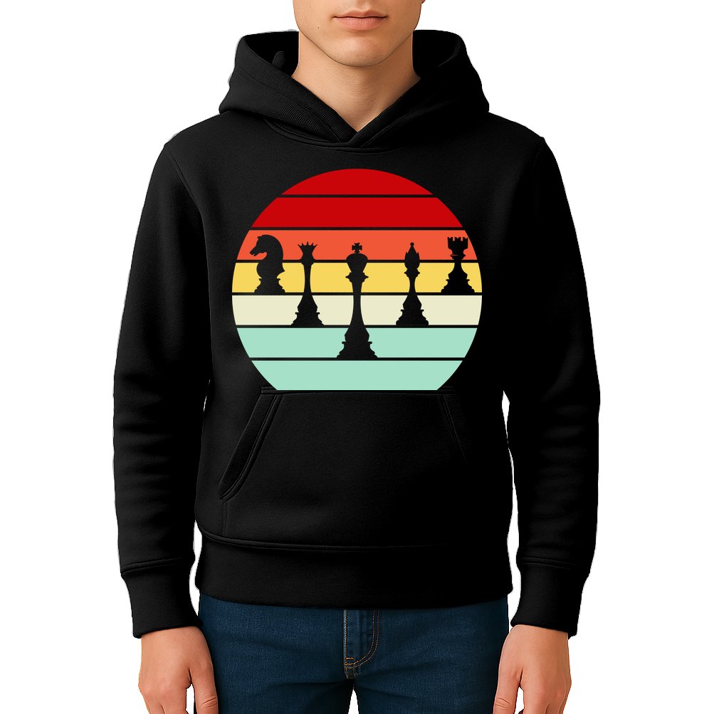 Retro Chess Pieces Kids Hoodie
