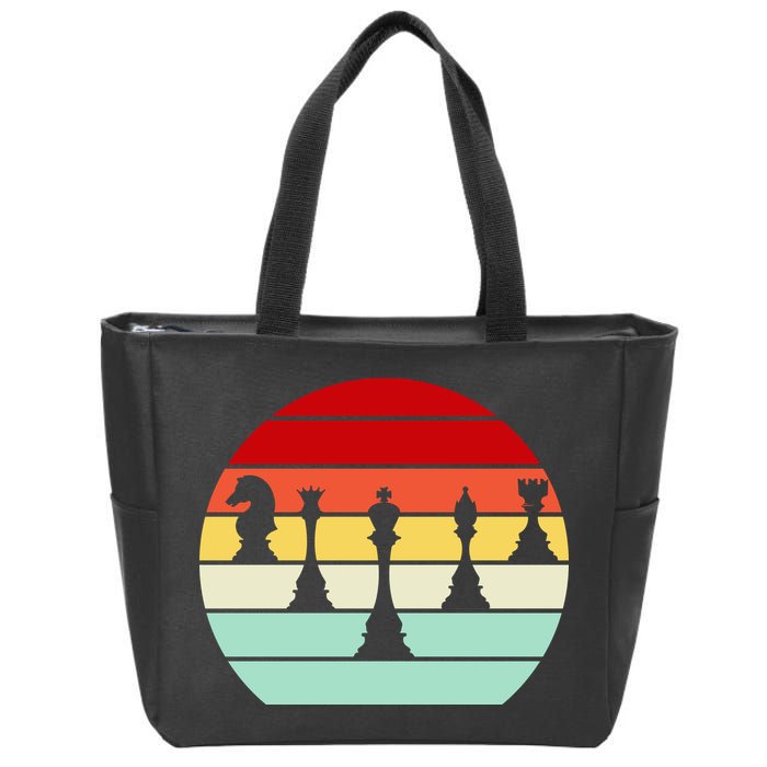 Retro Chess Pieces Zip Tote Bag