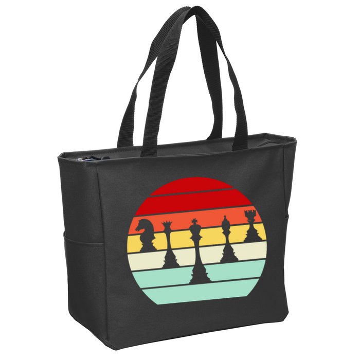 Retro Chess Pieces Zip Tote Bag