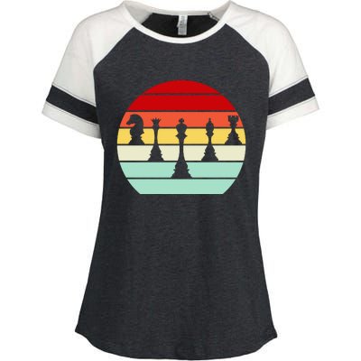 Retro Chess Pieces Enza Ladies Jersey Colorblock Tee