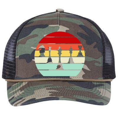 Retro Chess Pieces Retro Rope Trucker Hat Cap