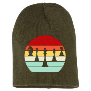 Retro Chess Pieces Short Acrylic Beanie