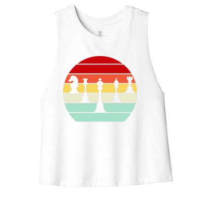 Retro Chess Pieces Women's Racerback Cropped Tank