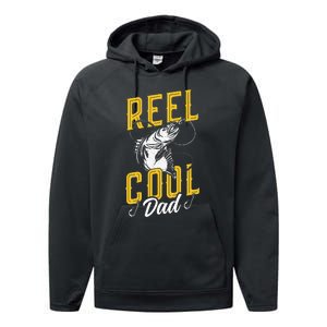 Reel Cool Papa Fishing Dad Gifts Father's Day Fisherman Fish Performance Fleece Hoodie