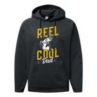 Reel Cool Papa Fishing Dad Gifts Father's Day Fisherman Fish Performance Fleece Hoodie