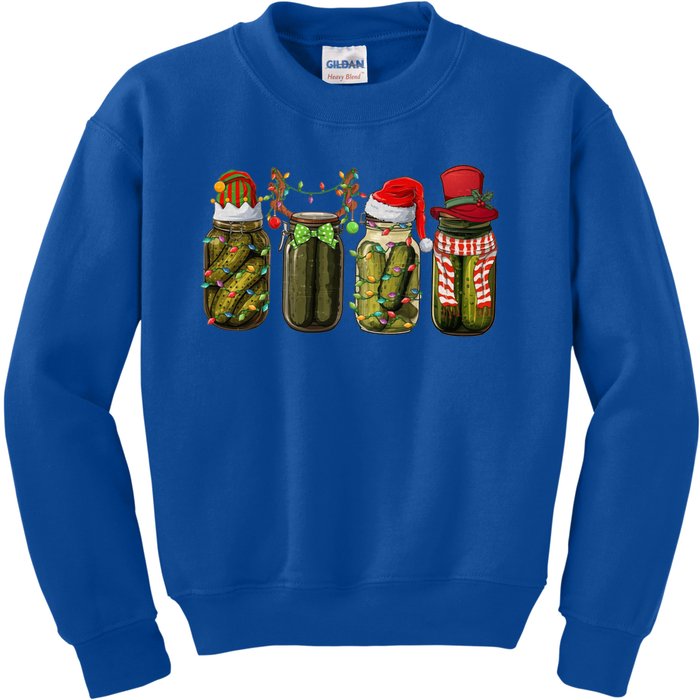 Retro Canned Pickles Christmas Santa Hat Reindeer Pickle Jar Cute Gift Kids Sweatshirt