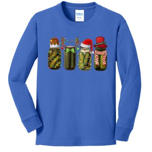 Retro Canned Pickles Christmas Santa Hat Reindeer Pickle Jar Cute Gift Kids Long Sleeve Shirt