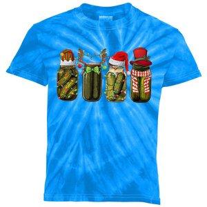 Retro Canned Pickles Christmas Santa Hat Reindeer Pickle Jar Cute Gift Kids Tie-Dye T-Shirt