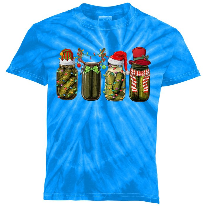 Retro Canned Pickles Christmas Santa Hat Reindeer Pickle Jar Cute Gift Kids Tie-Dye T-Shirt