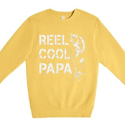 Reel Cool Papa Fishing Dad Gifts Fathers Day Fisherman Fish Premium Crewneck Sweatshirt