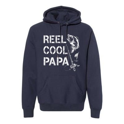 Reel Cool Papa Fishing Dad Gifts Fathers Day Fisherman Fish Premium Hoodie