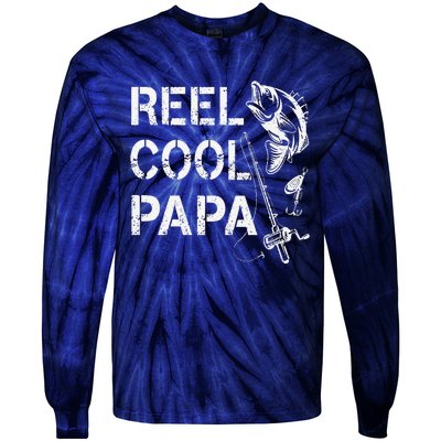 Reel Cool Papa Fishing Dad Gifts Fathers Day Fisherman Fish Tie-Dye Long Sleeve Shirt