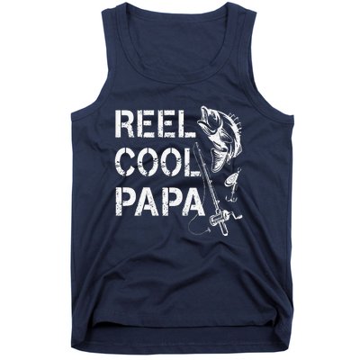 Reel Cool Papa Fishing Dad Gifts Fathers Day Fisherman Fish Tank Top