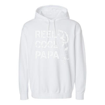 Reel Cool Papa Fishing Dad Gifts Fathers Day Fisherman Fish Garment-Dyed Fleece Hoodie