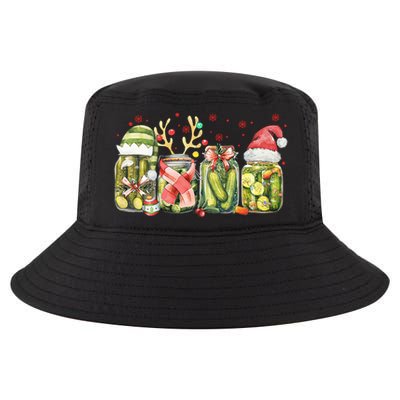 Retro Canned Pickle Christmas Light Xmas Pajama Pickle Lover Cool Comfort Performance Bucket Hat