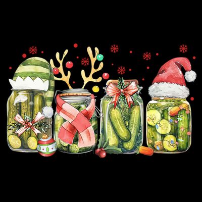 Retro Canned Pickle Christmas Light Xmas Pajama Pickle Lover T-Shirt
