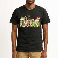 Retro Canned Pickle Christmas Light Xmas Pajama Pickle Lover Tall T-Shirt