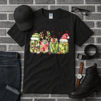 Retro Canned Pickle Christmas Light Xmas Pajama Pickle Lover Tall T-Shirt