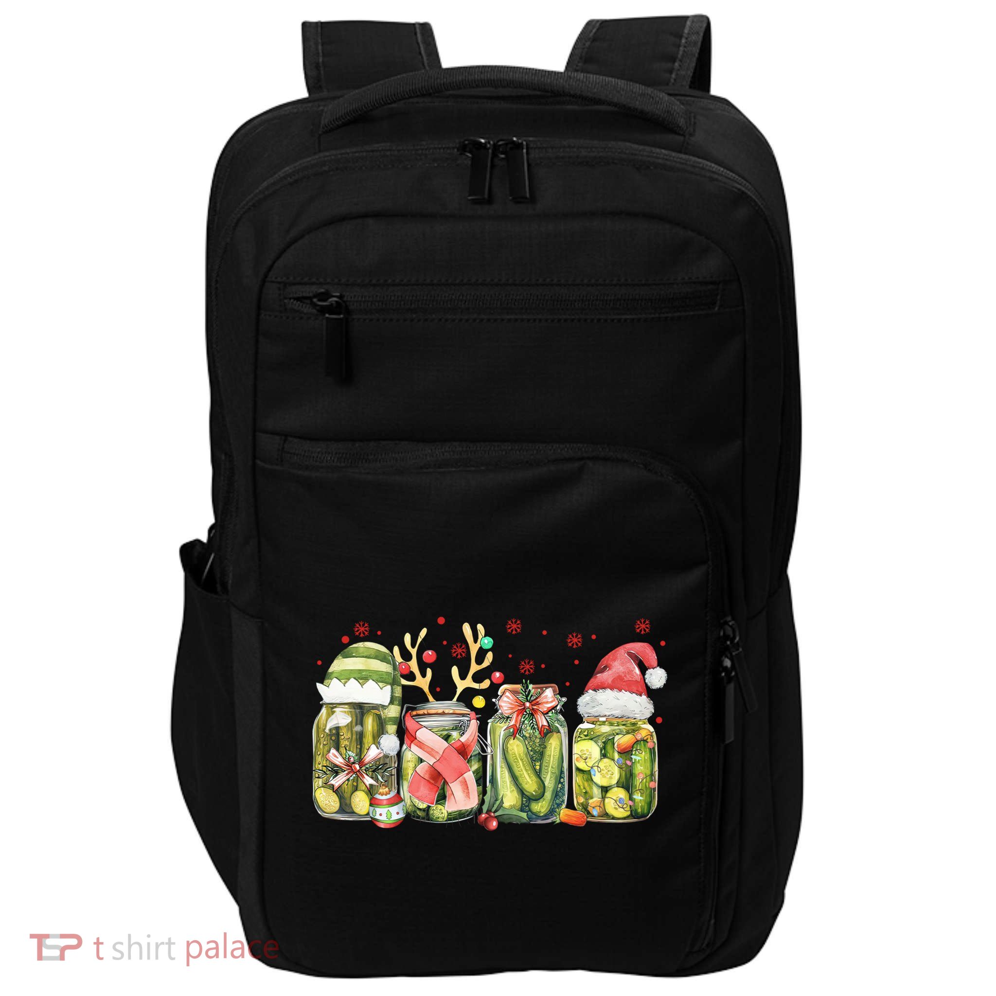 Retro Canned Pickle Christmas Light Xmas Pajama Pickle Lover Impact Tech Backpack