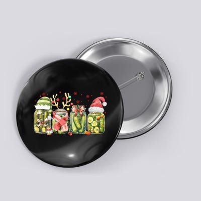 Retro Canned Pickle Christmas Light Xmas Pajama Pickle Lover Button