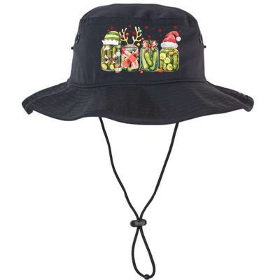 Retro Canned Pickle Christmas Light Xmas Pajama Pickle Lover Bucket Hat