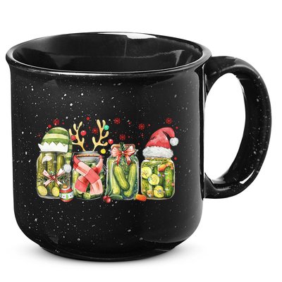 Retro Canned Pickle Christmas Light Xmas Pajama Pickle Lover 15oz Campfire Ceramic Mug