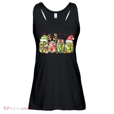 Retro Canned Pickle Christmas Light Xmas Pajama Pickle Lover Ladies Essential Flowy Tank