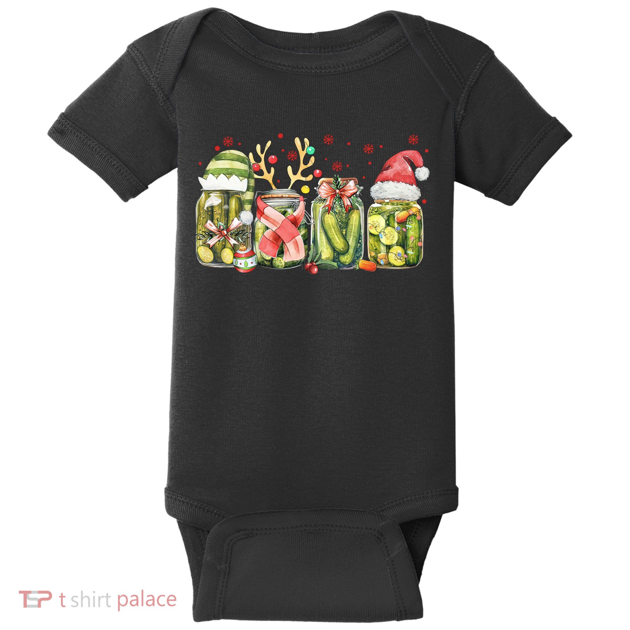 Retro Canned Pickle Christmas Light Xmas Pajama Pickle Lover Baby Bodysuit