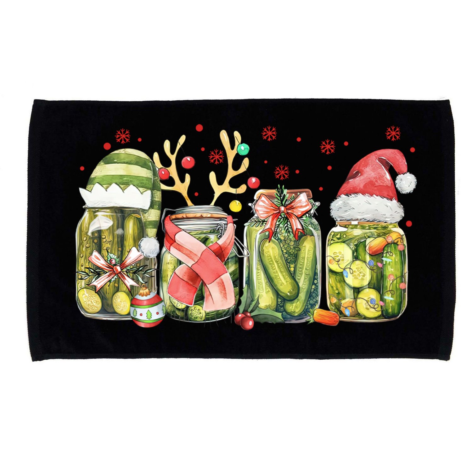 Retro Canned Pickle Christmas Light Xmas Pajama Pickle Lover Microfiber Hand Towel