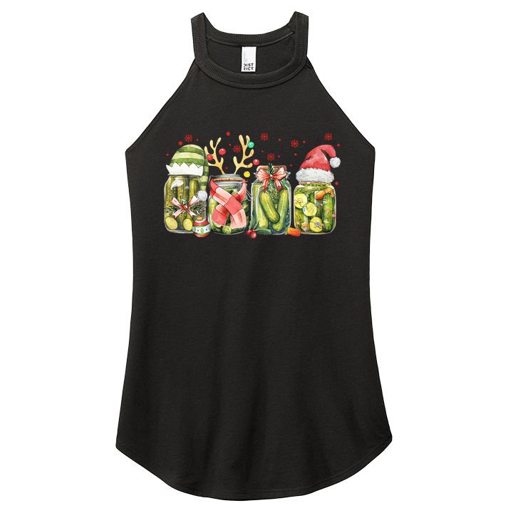 Retro Canned Pickle Christmas Light Xmas Pajama Pickle Lover Women's Perfect Tri Rocker Tank