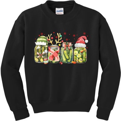 Retro Canned Pickle Christmas Light Xmas Pajama Pickle Lover Kids Sweatshirt