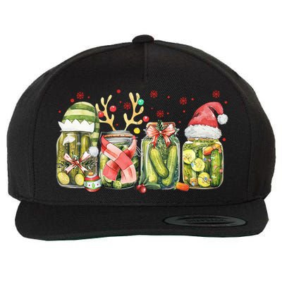 Retro Canned Pickle Christmas Light Xmas Pajama Pickle Lover Wool Snapback Cap