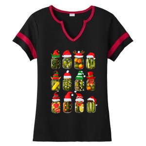 Retro Canned Pickles Jars Christmas Lights Canning Season Ladies Halftime Notch Neck Tee