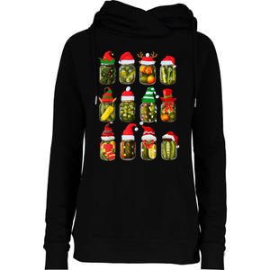 Retro Canned Pickles Jars Christmas Lights Canning Season Womens Funnel Neck Pullover Hood