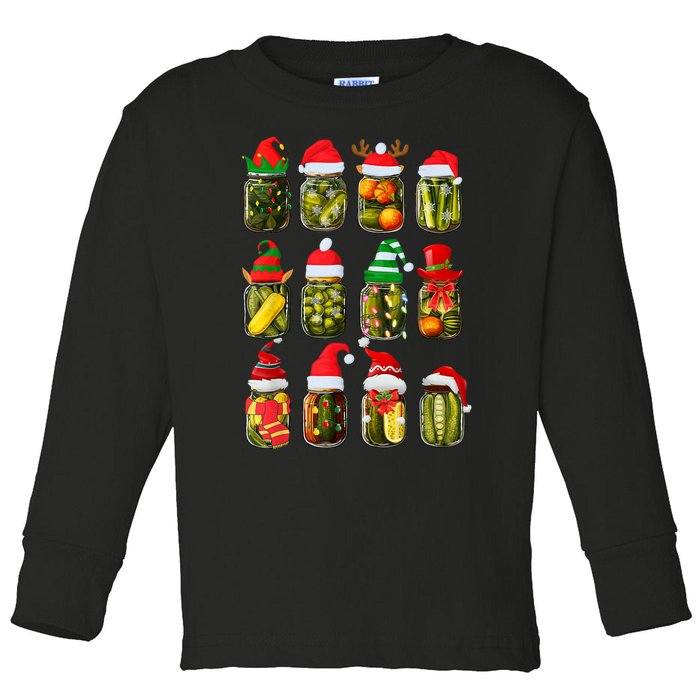 Retro Canned Pickles Jars Christmas Lights Canning Season Toddler Long Sleeve Shirt